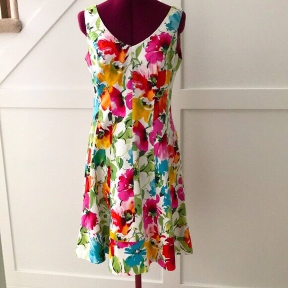 Ralph Lauren Floral Pattern Dress Sleeveless Size 8 - Picture 1 of 9
